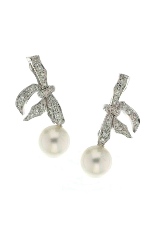 White South Sea Pearl Diamond Earrings
