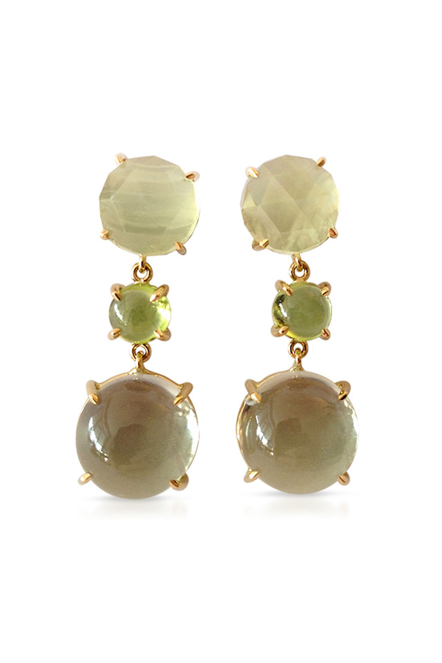 Peridot, Green Amethyst & Quartz Drop Earrings