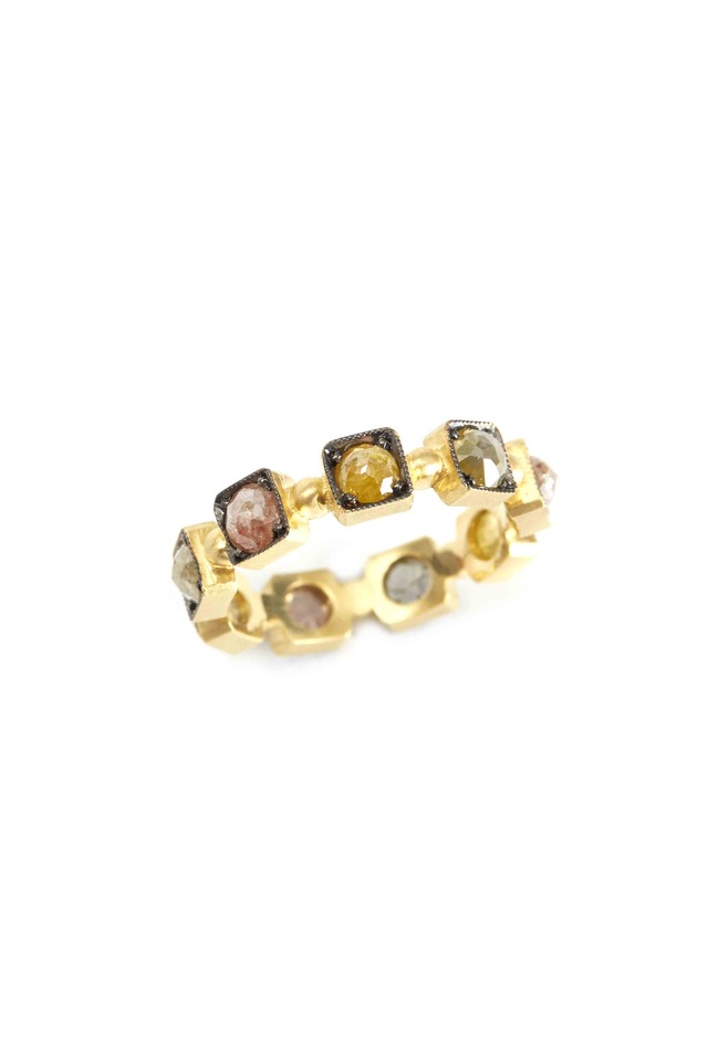18K Yellow Gold Multi-Colored Diamond Band