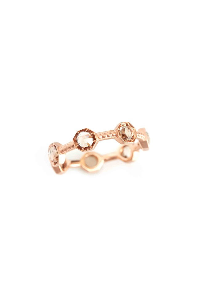 14K Rose Gold Champagne Diamond Caviar Band