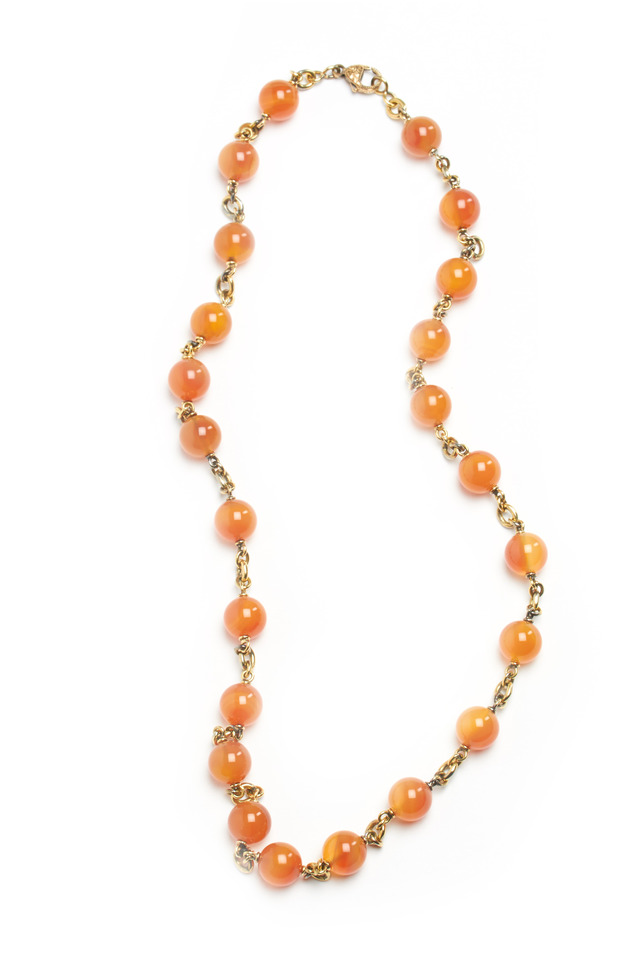 Orange Chalcedony Beaded Necklace