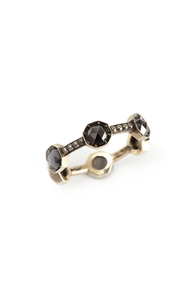 White Gold Black Diamond Caviar Band
