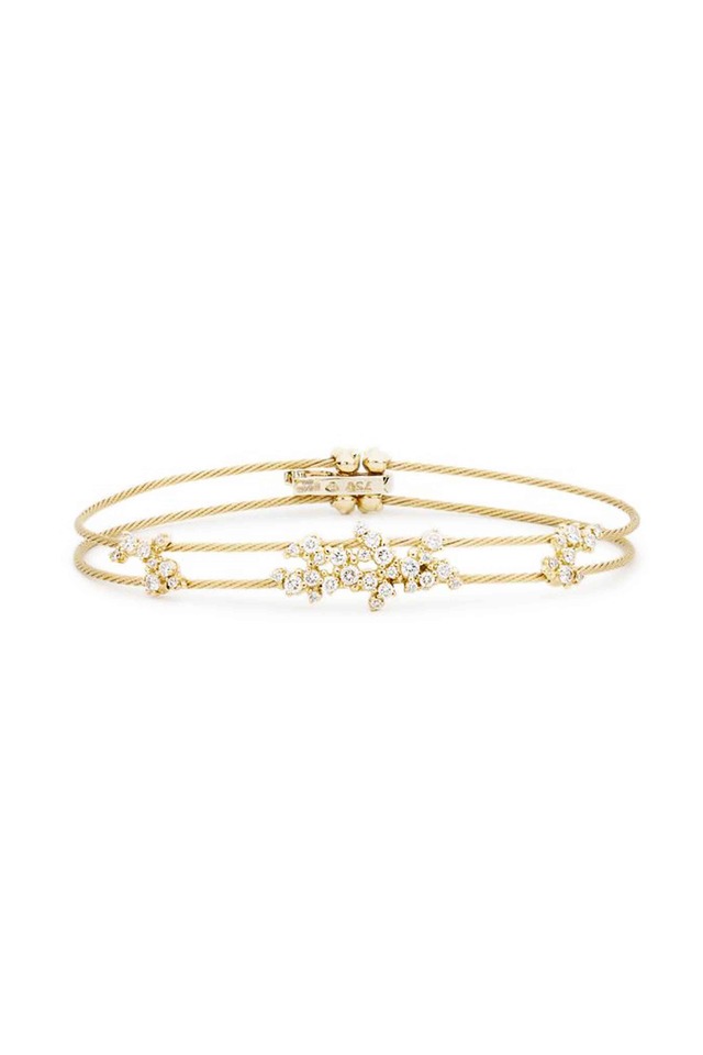 18K Yellow Gold Diamond Double Wire Bracelet