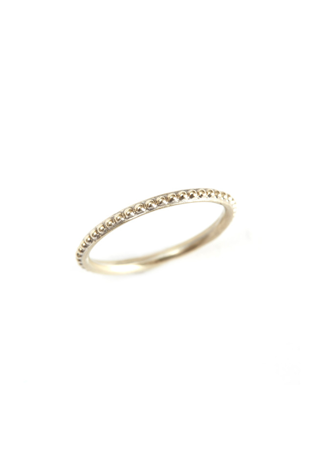 14K White Gold Caviar Band