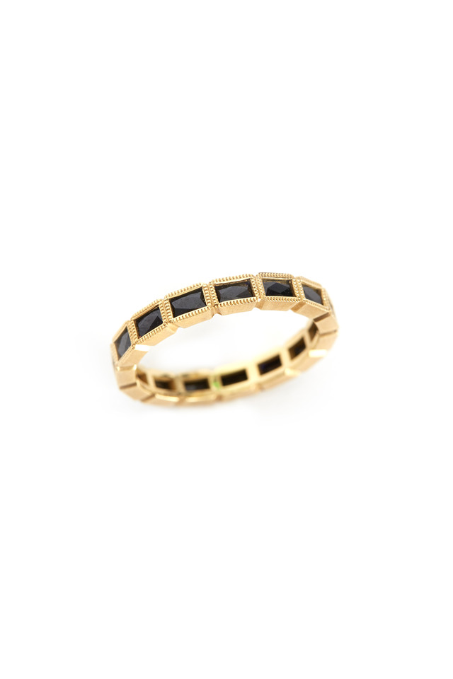 Gold French-Cut Black Sapphire Band