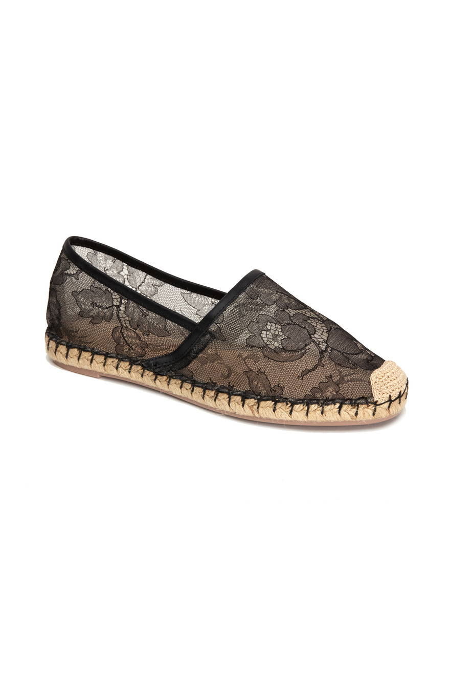 Black Lace Flat Espadrilles