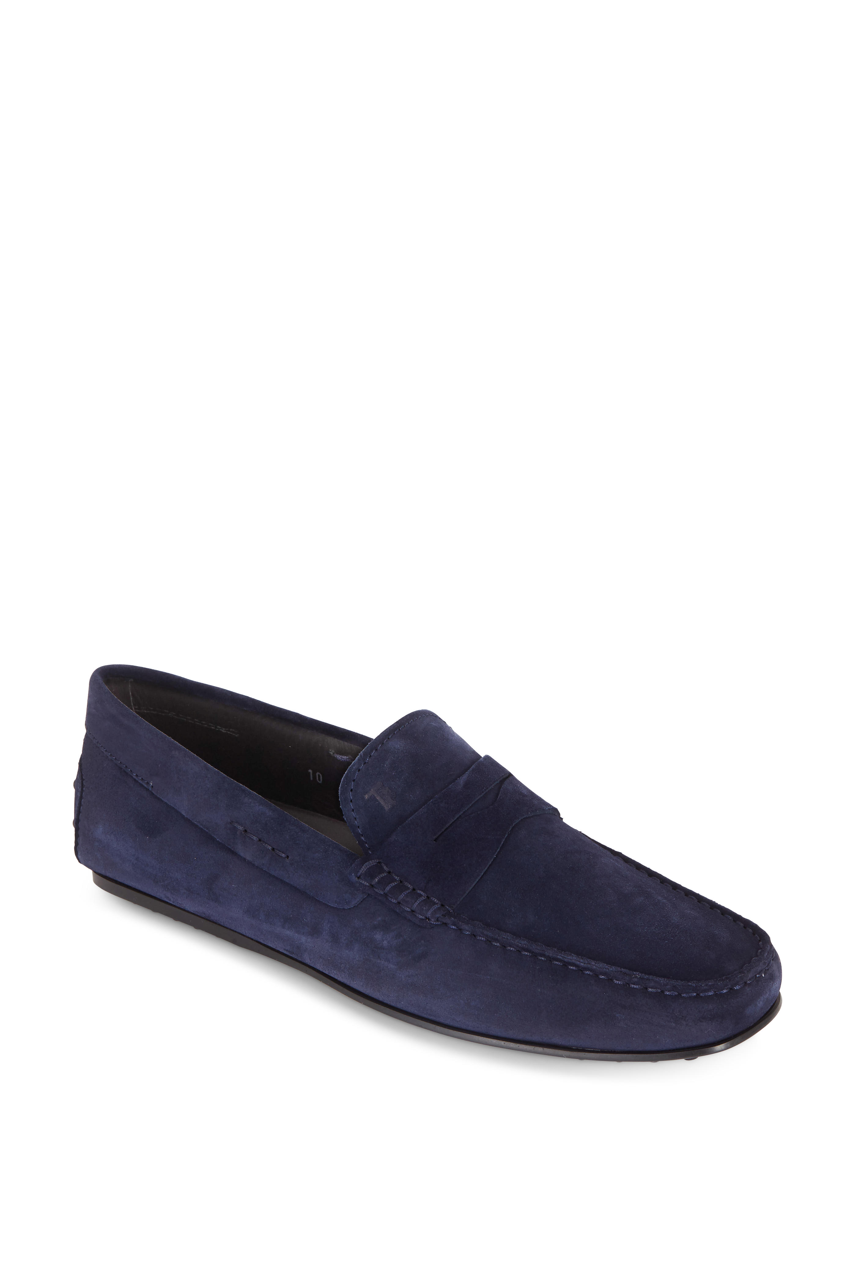 womens navy blue penny loafers