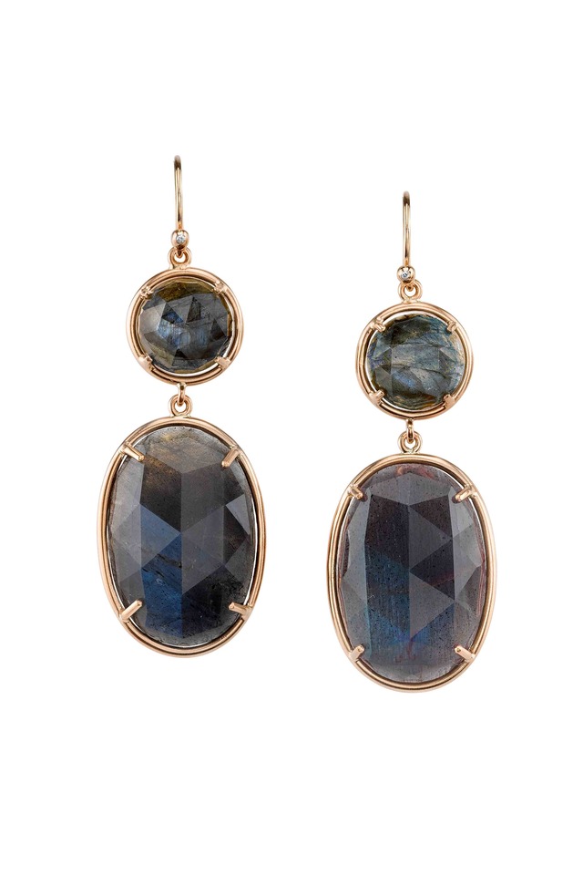 Rose Gold Labradorite Dangle Drop Earrings