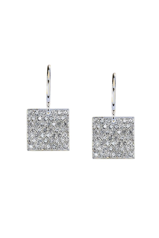 White Gold Diamond Square Earrings