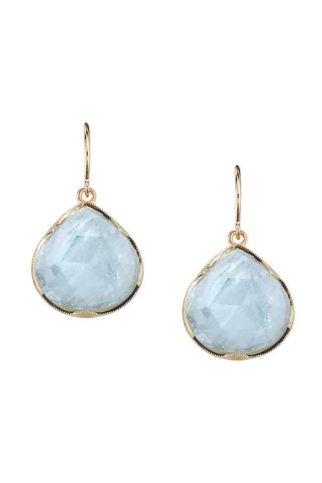 Gold Aqua Diamond Earrings