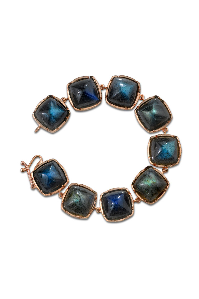 Rose Gold Square Labradorite Bracelet