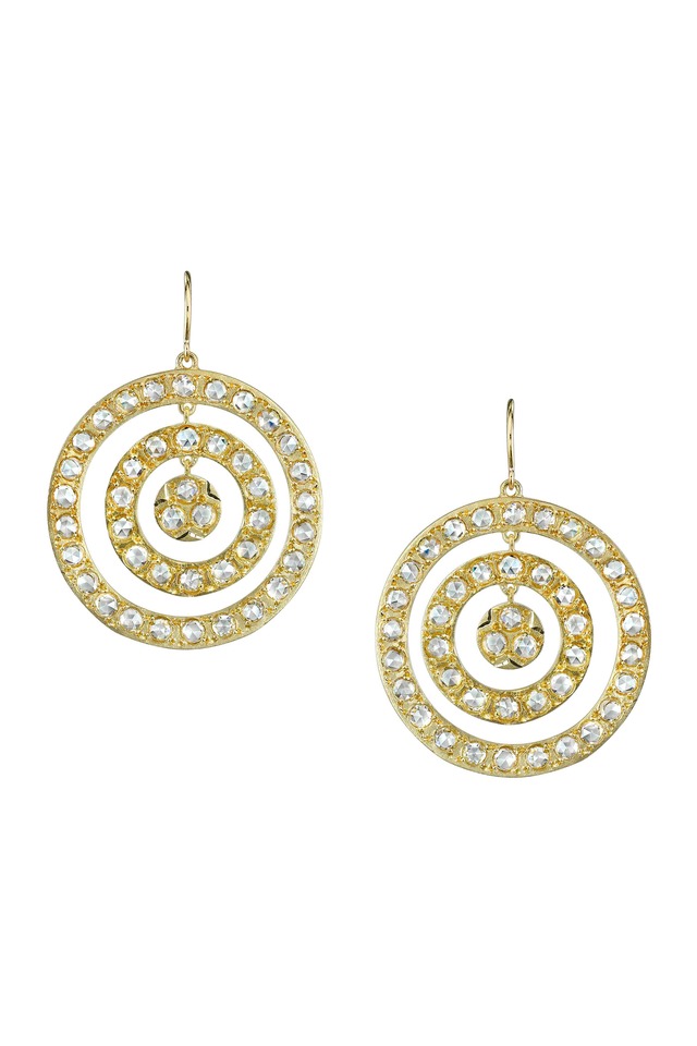 Gold Triple Circle Diamond Earrings