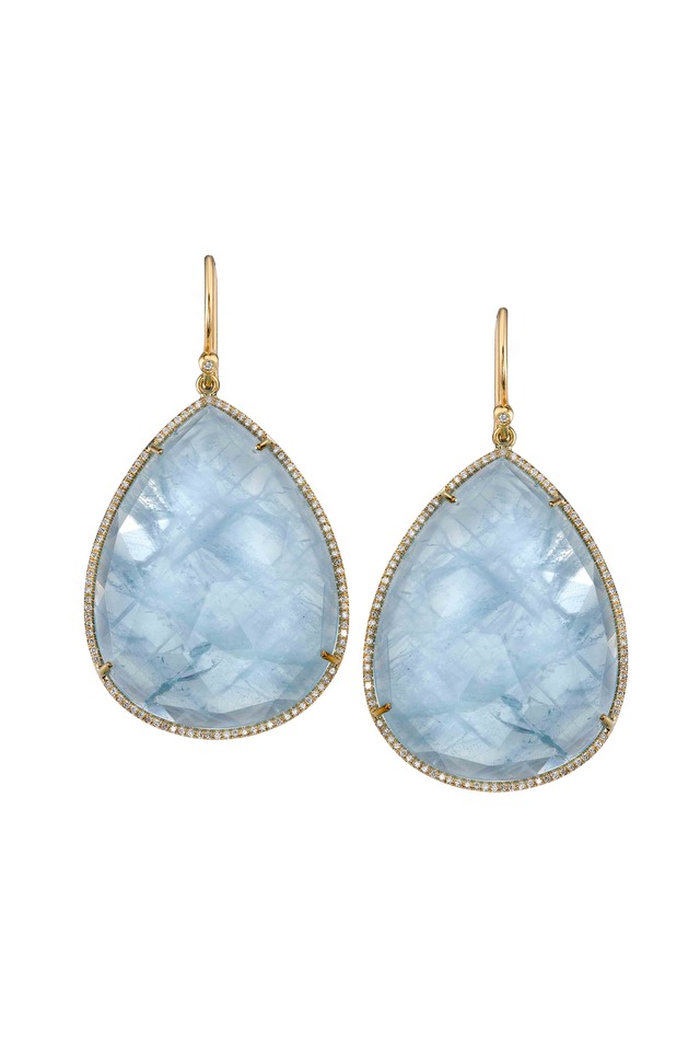 Gold Pear-Shape Aquamarine Drop Earrings