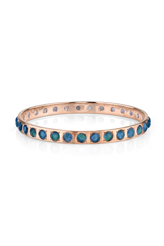Rose Gold Labradorite Bangle Bracelet