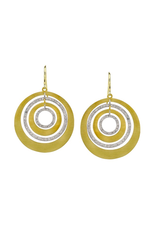Gold Quadruple Ring Diamond Earrings