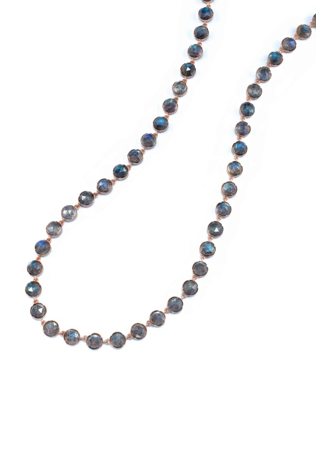 Rose Gold Rose-Cut Labradorite Necklace