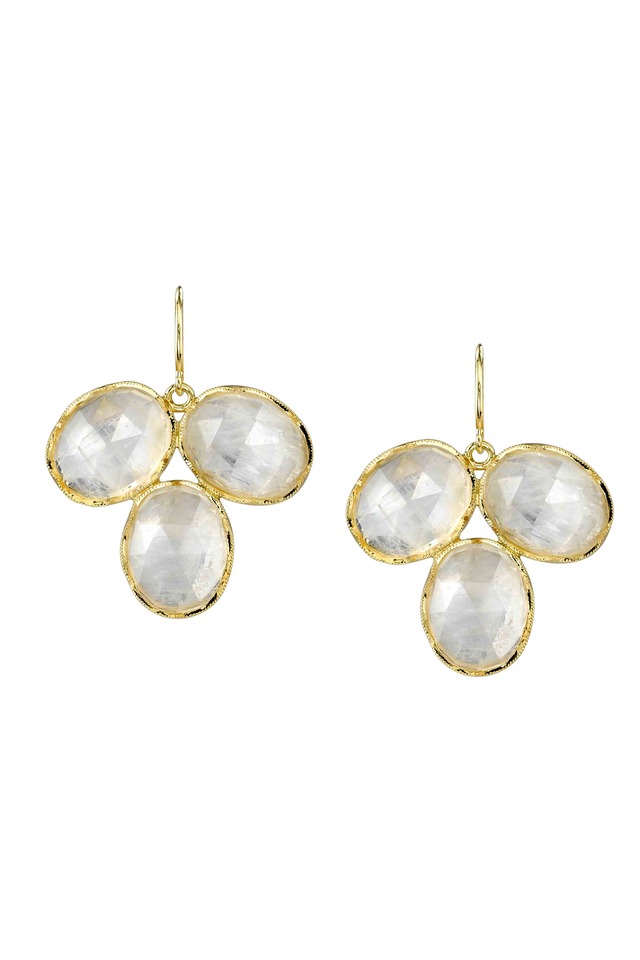 Gold Rainbow Moonstone Earrings