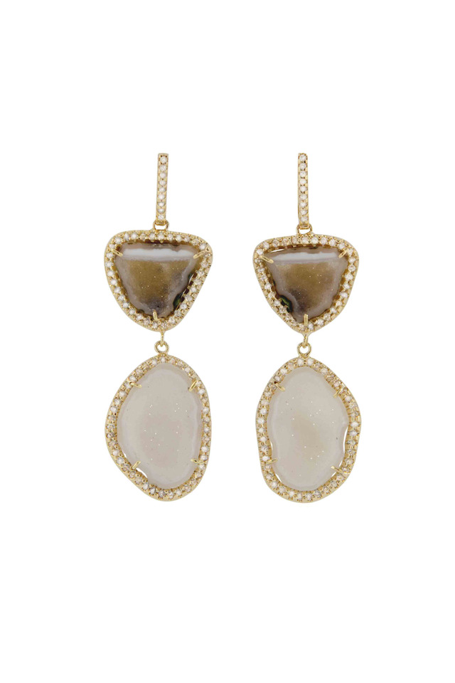 Gold Double Neutral Drop Diamond Earrings