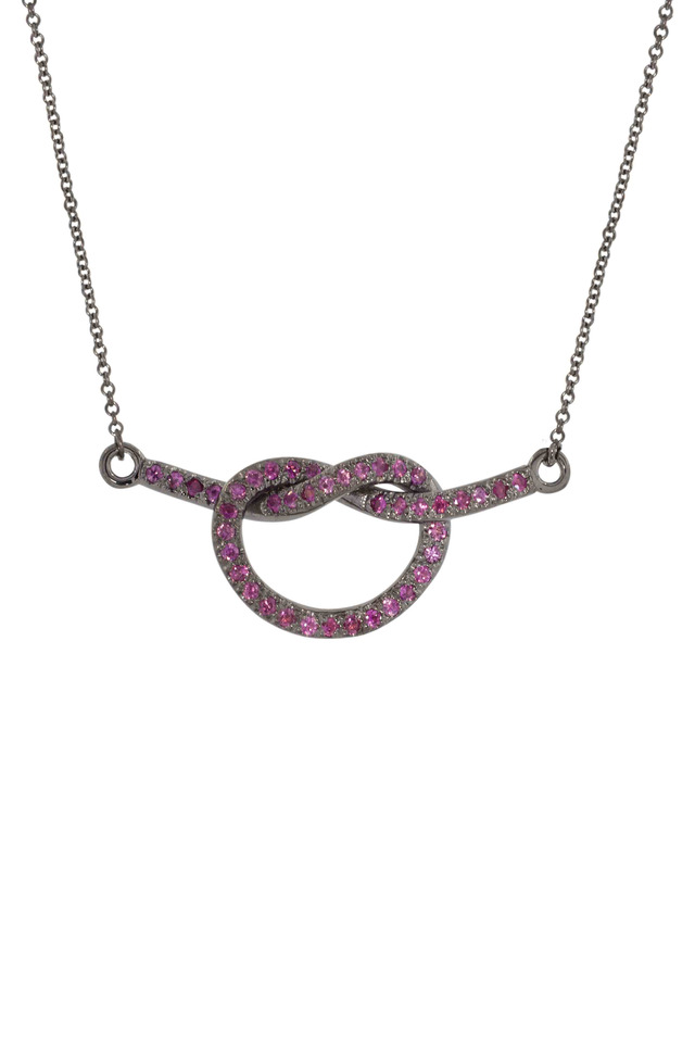 White Gold Pink Sapphire Love Knot Necklace