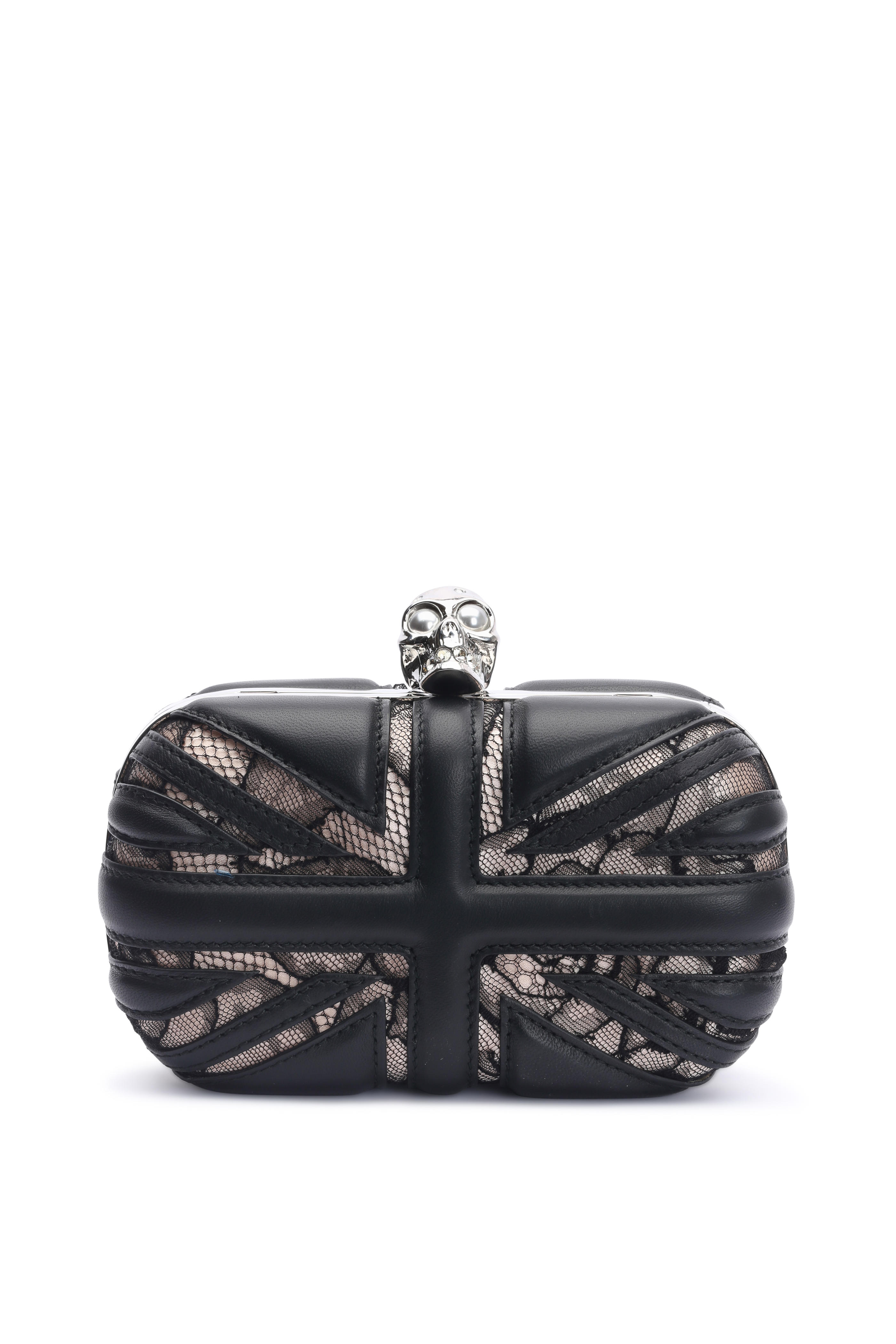 alexander mcqueen black skull clutch