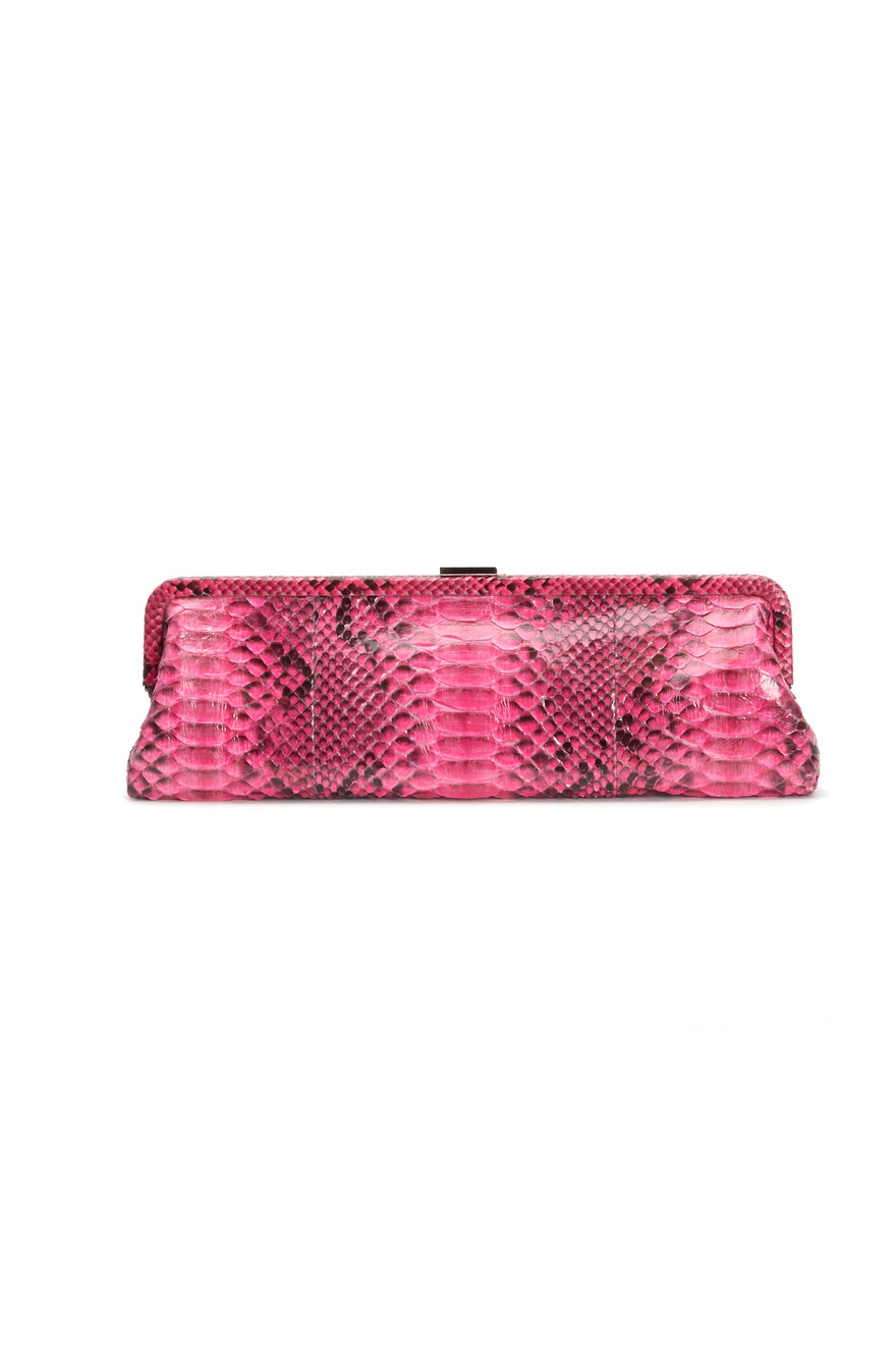 Monroe Pink Python Clutch