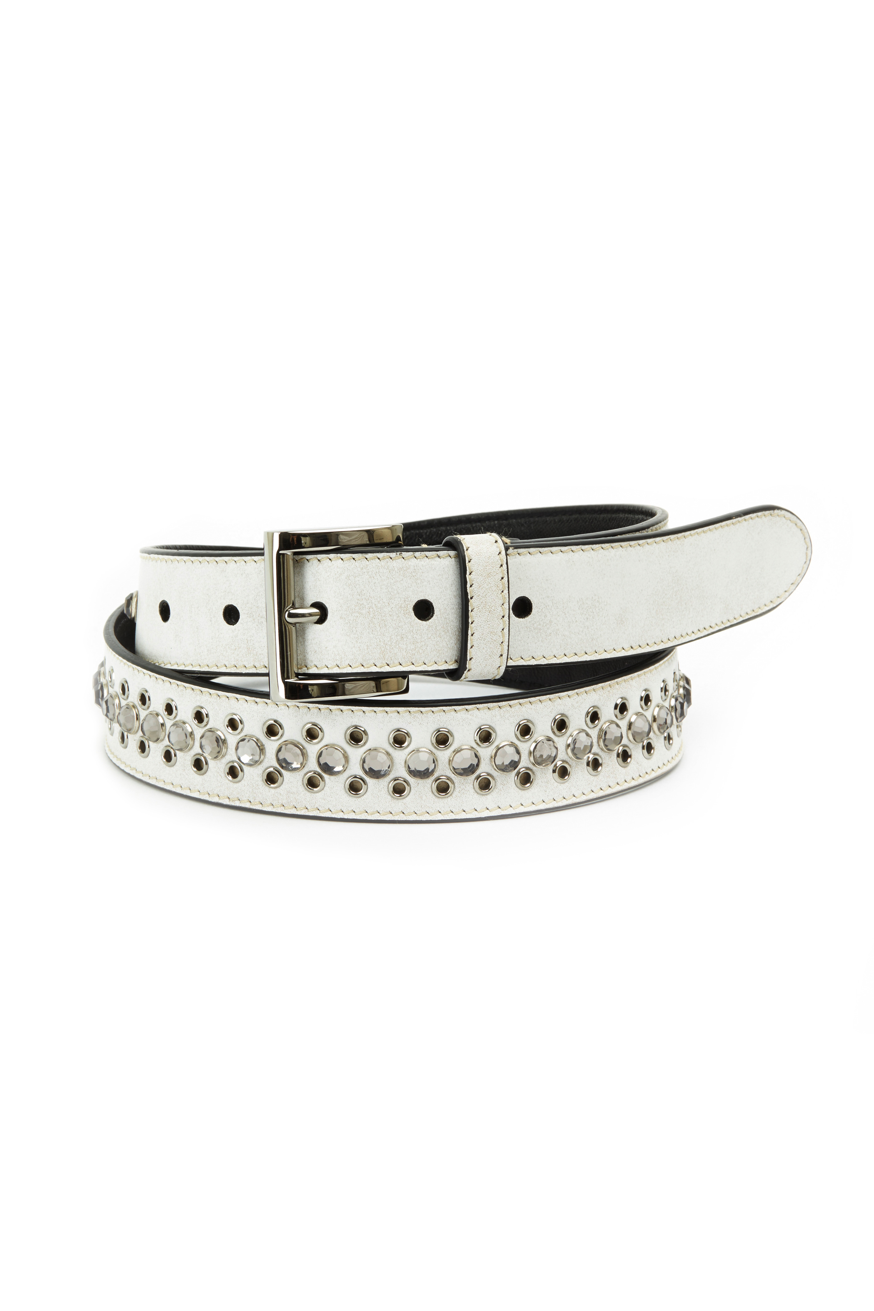 white studded belt