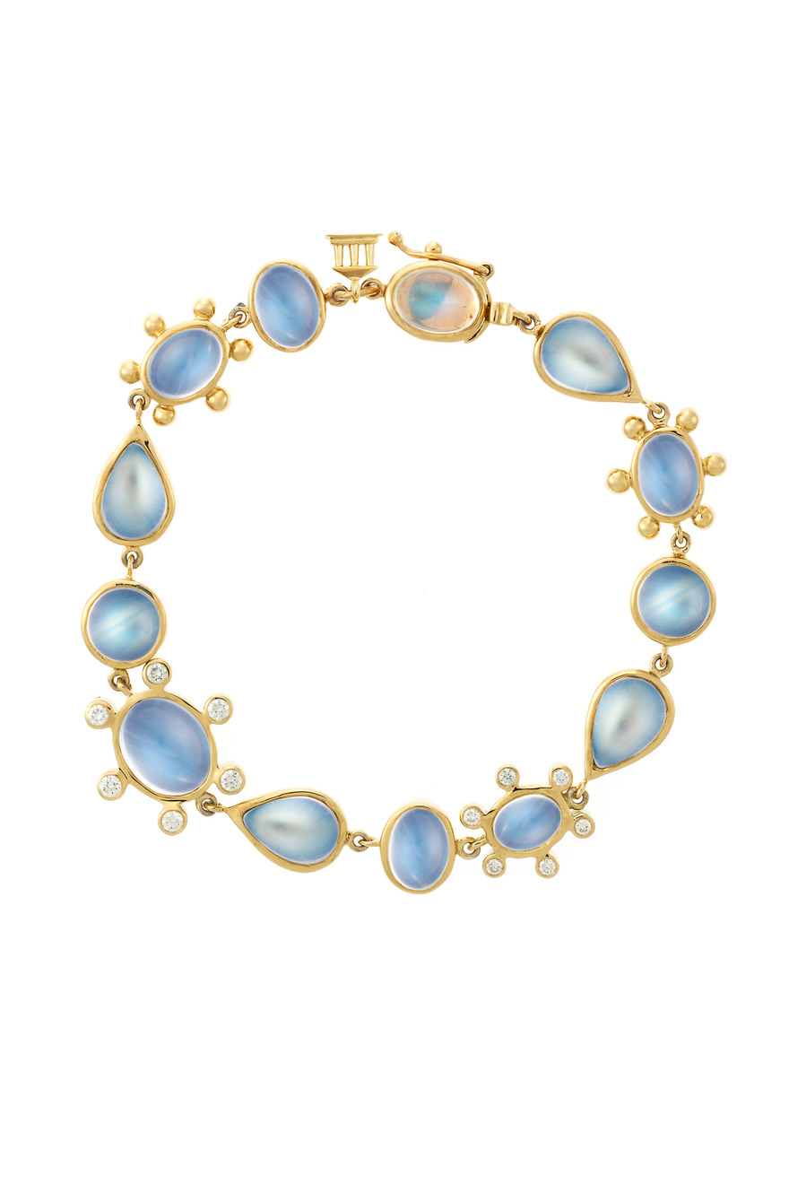 Blue Moonstone Diamond Halo Bracelet