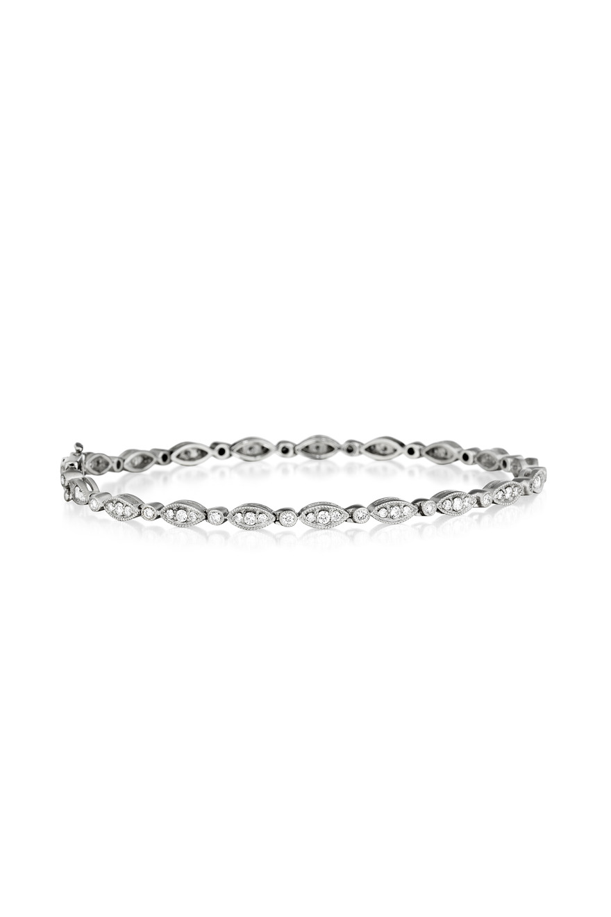 White Gold Marquis And Diamond Line Bracelet