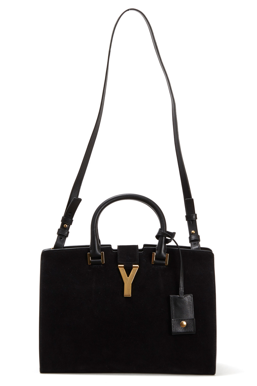 Ligne Y Black Suede Petite Satchel
