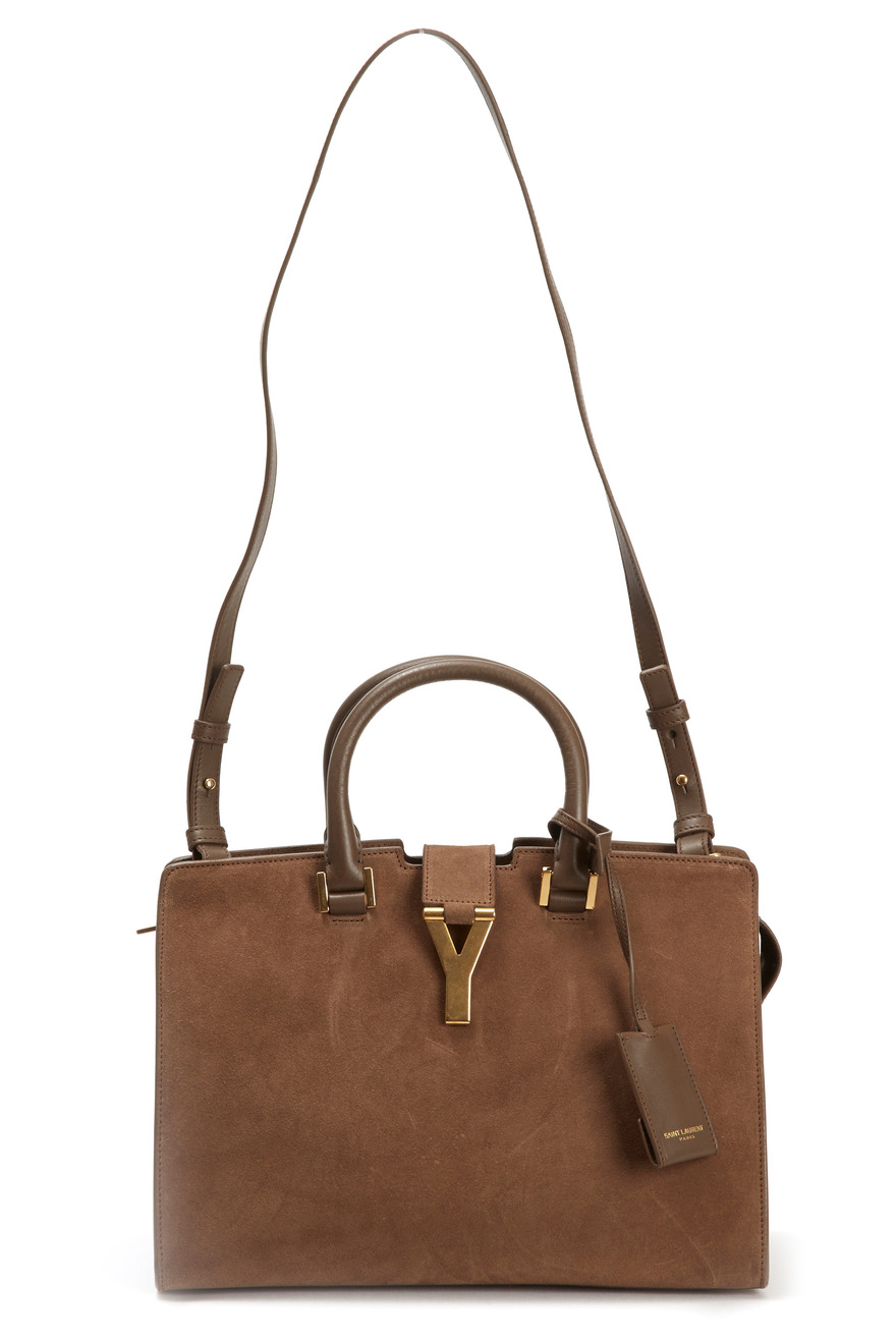 Ligne Y Beige Suede Petite Satchel