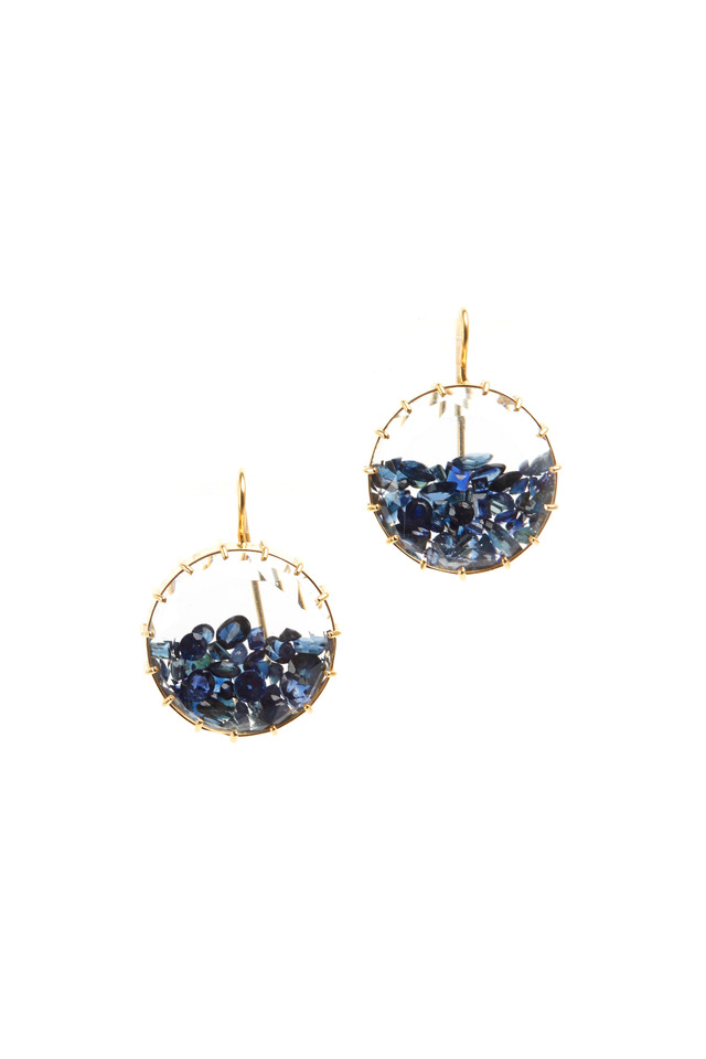 Yellow Gold Blue Sapphire Shake Earrings