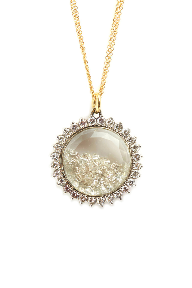 Yellow Gold White Diamond Shake Necklace