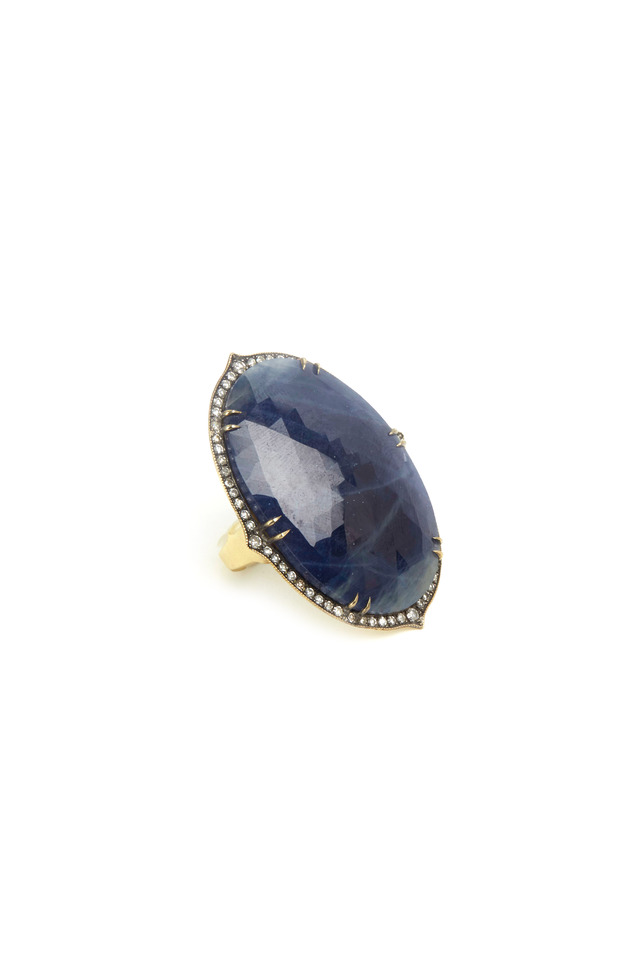Yellow Gold Large Oval Sapphire Diamond Ring