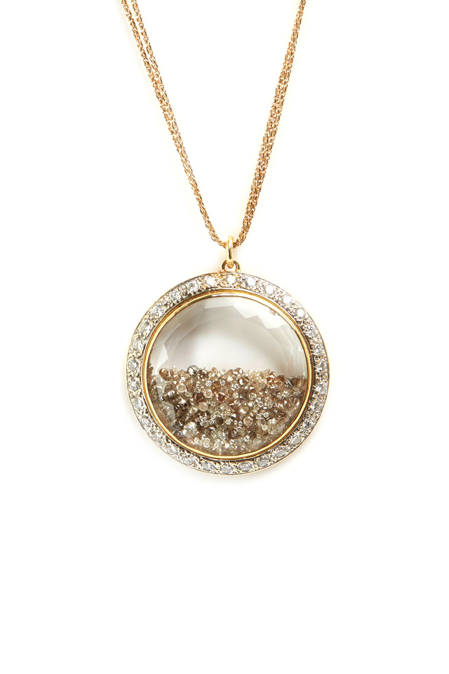 Yellow Gold Diamond Rim Shake Necklace