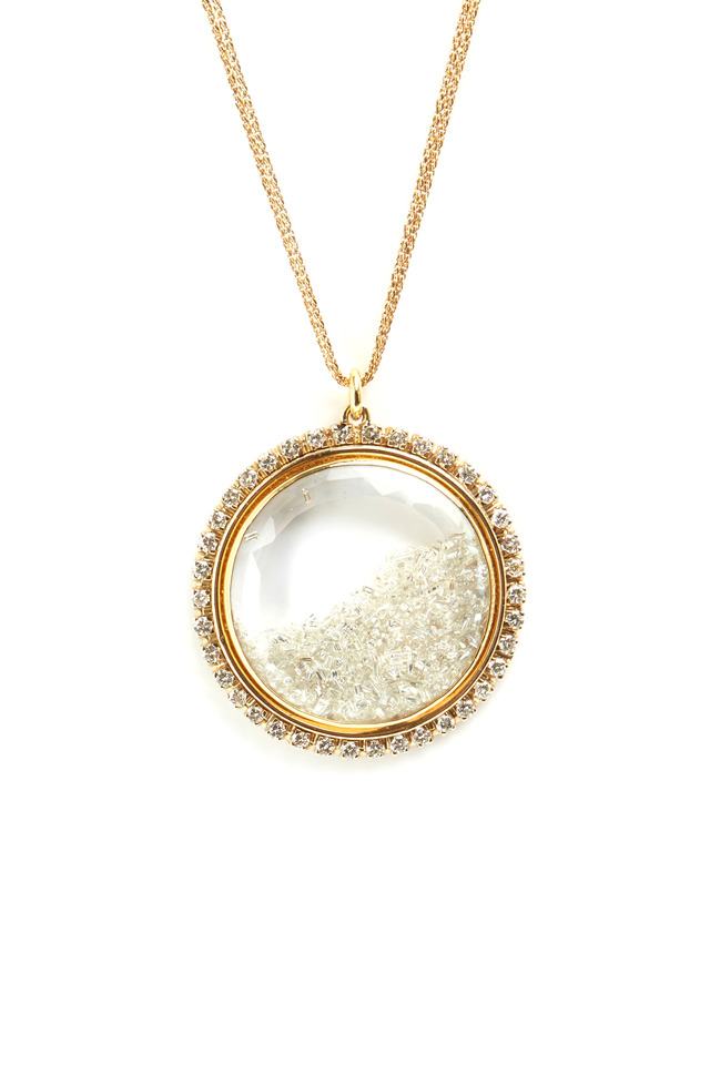 Yellow Gold Cinnamon Rim Diamond Shake Necklace