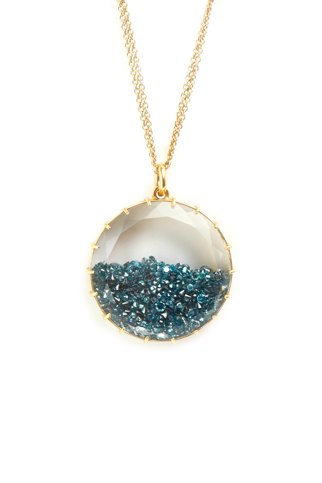 Yellow Gold Blue Diamond Shake Necklace