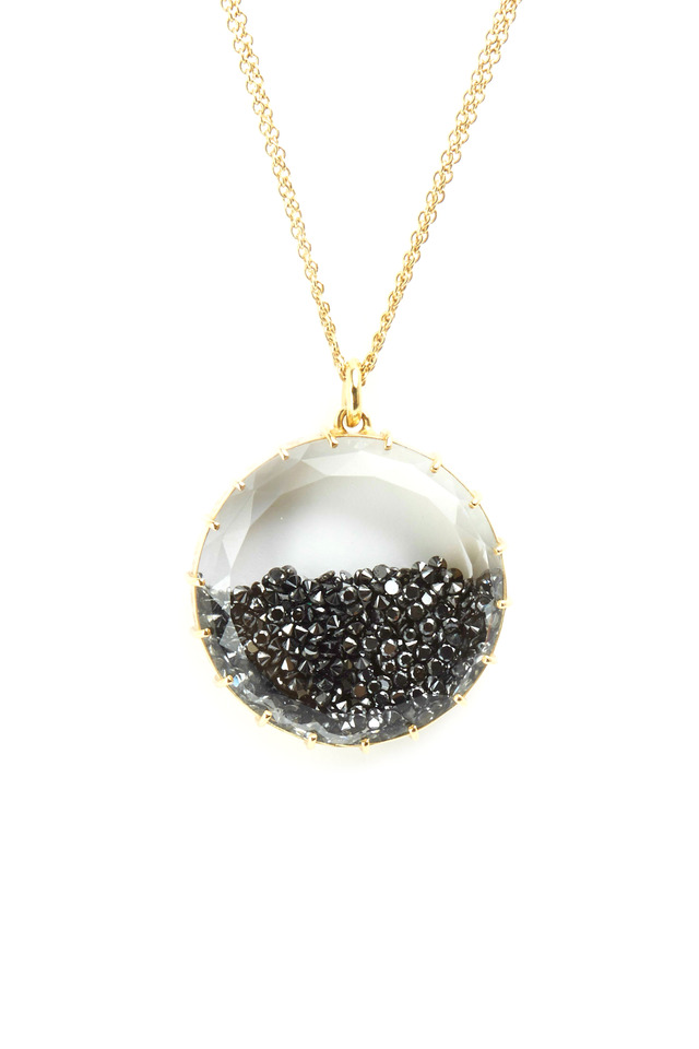 18K Yellow Gold Black Diamond Shake Necklace