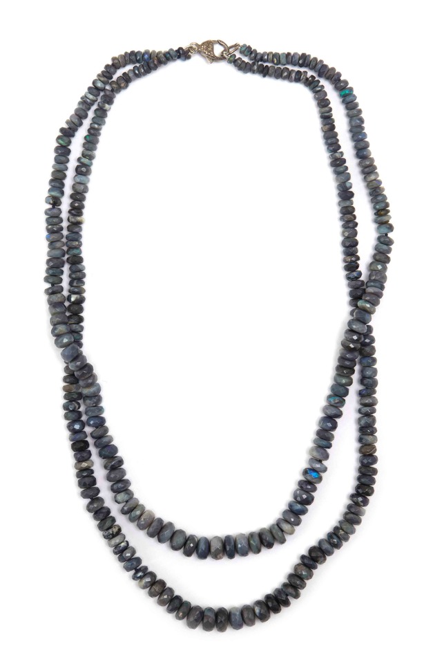 Sterling Silver Two Strand Opal Bead Necklace