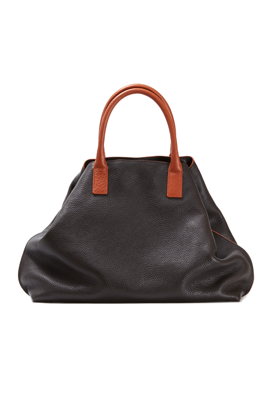 Ai Cervo Mocca Leather & Orange Trim Medium Tote