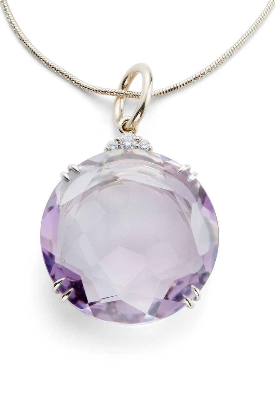 Noble Gold Amethyst Cobblestone Pendant Necklace