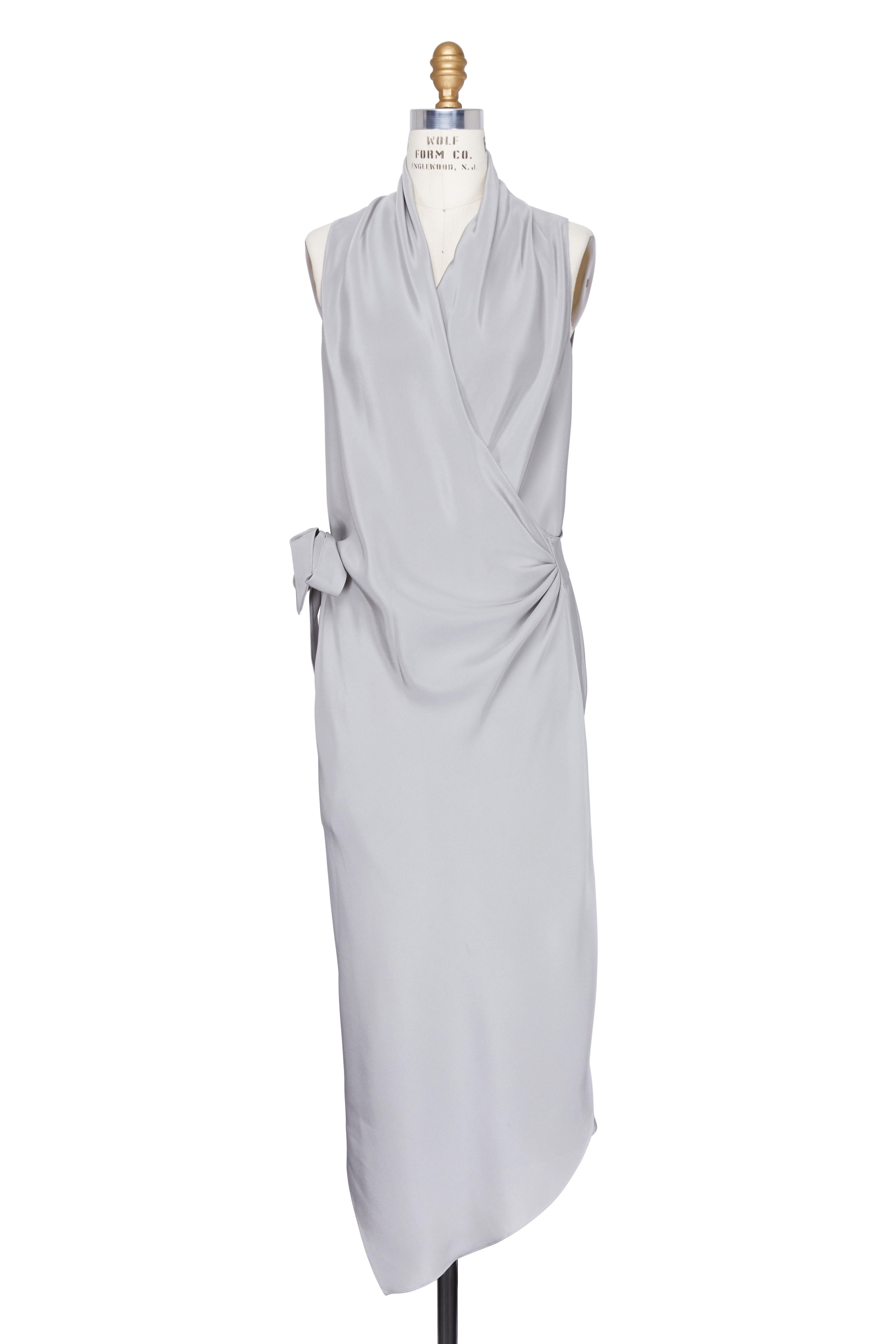 grey silk wrap dress