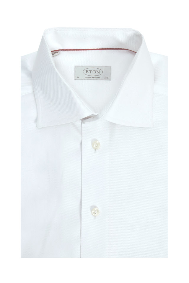 White Twill Contemporary Dress Shirt