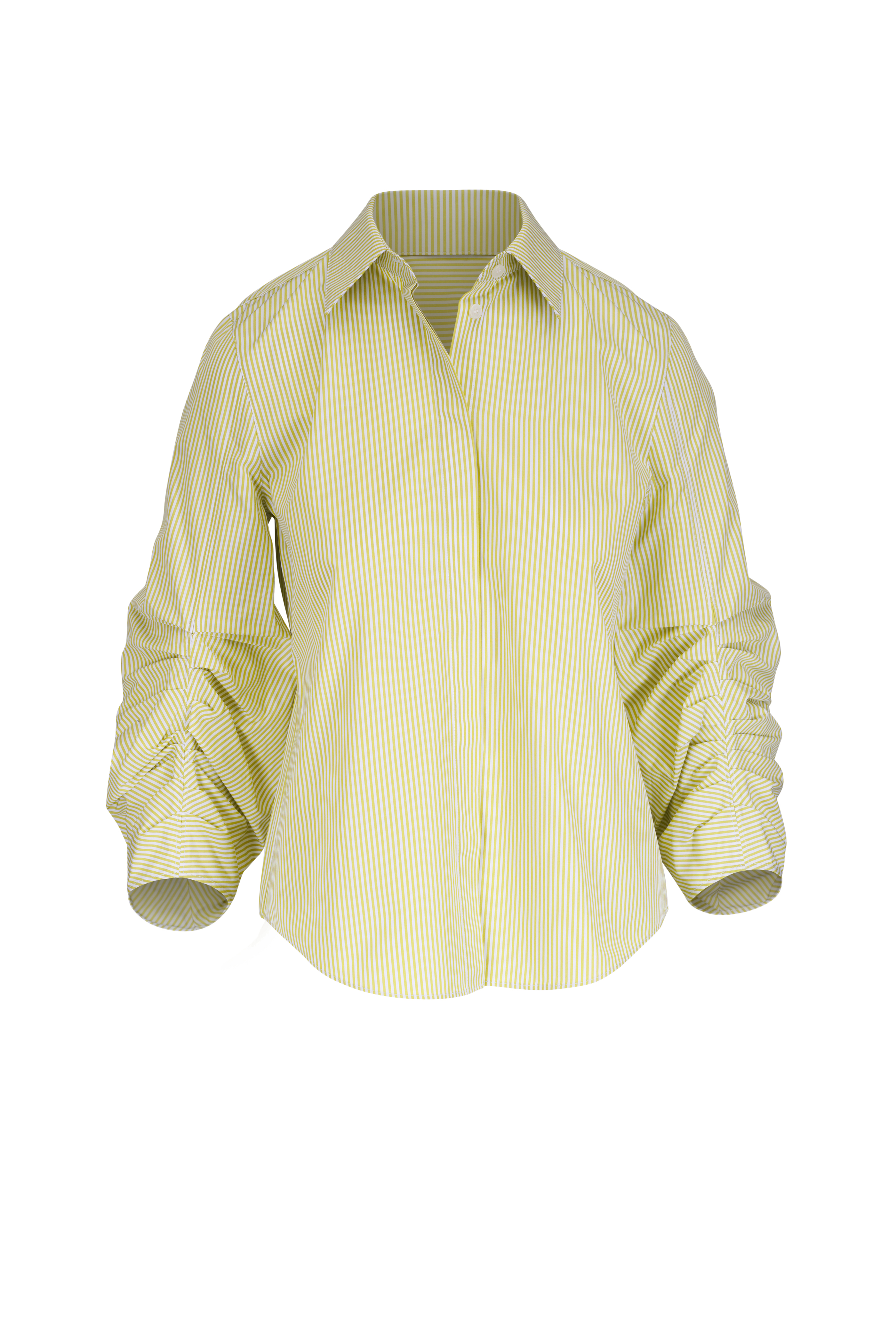 R13 - Olive Floral Print Crossover Bubble Shirt | Mitchell