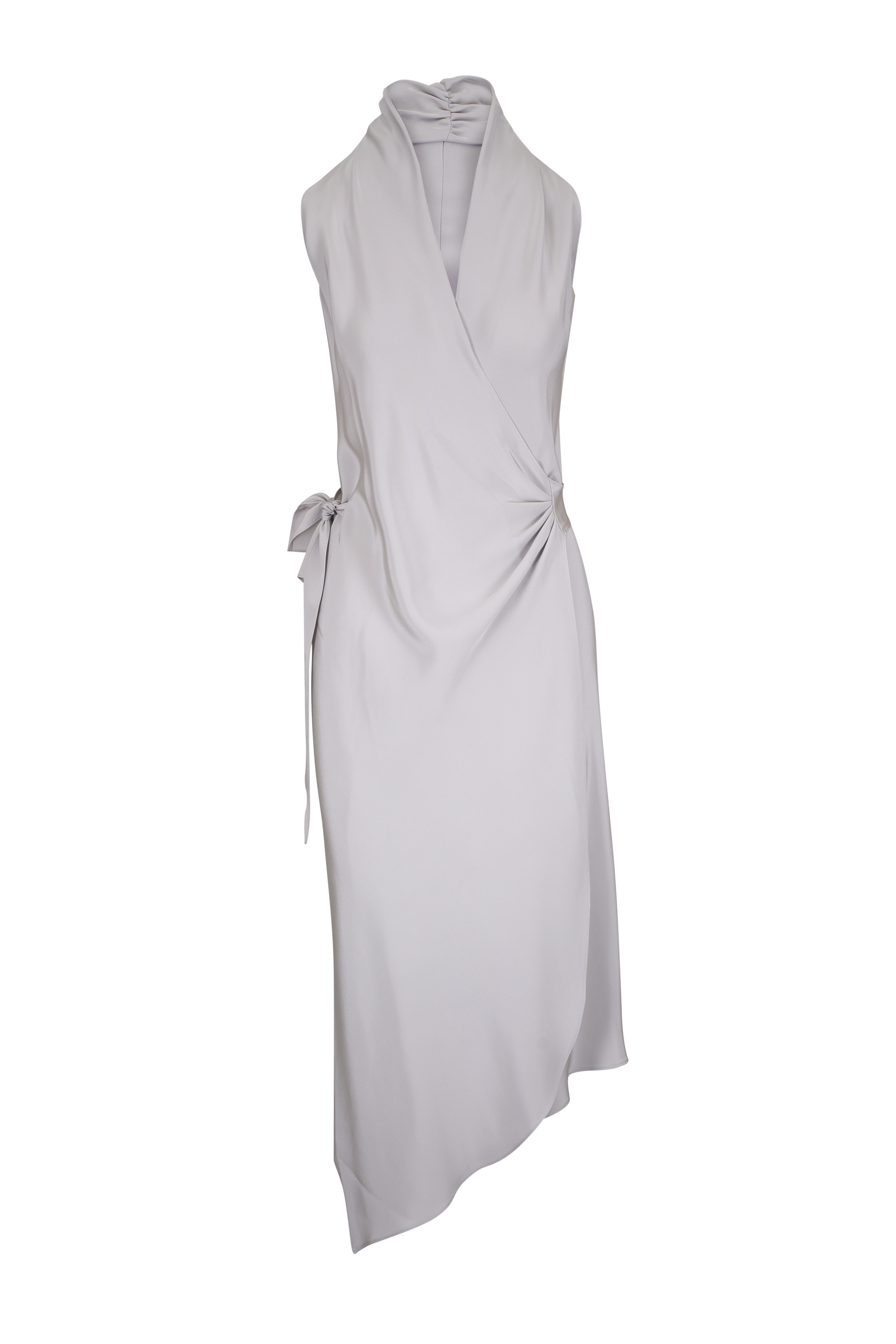 Valentino - Gray Iconograph Print Silk Midi Dres