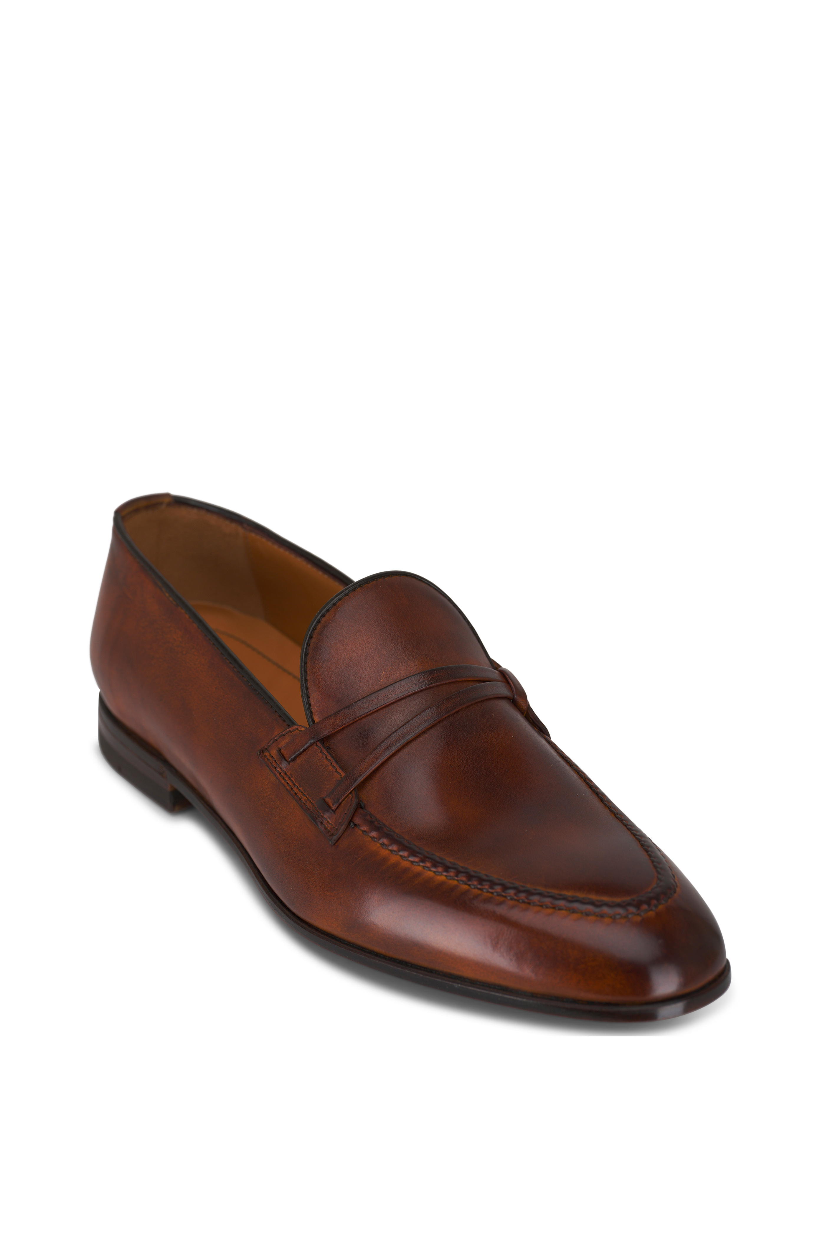 Bontoni - Schiaffino Brown Leather Perforated Loafer