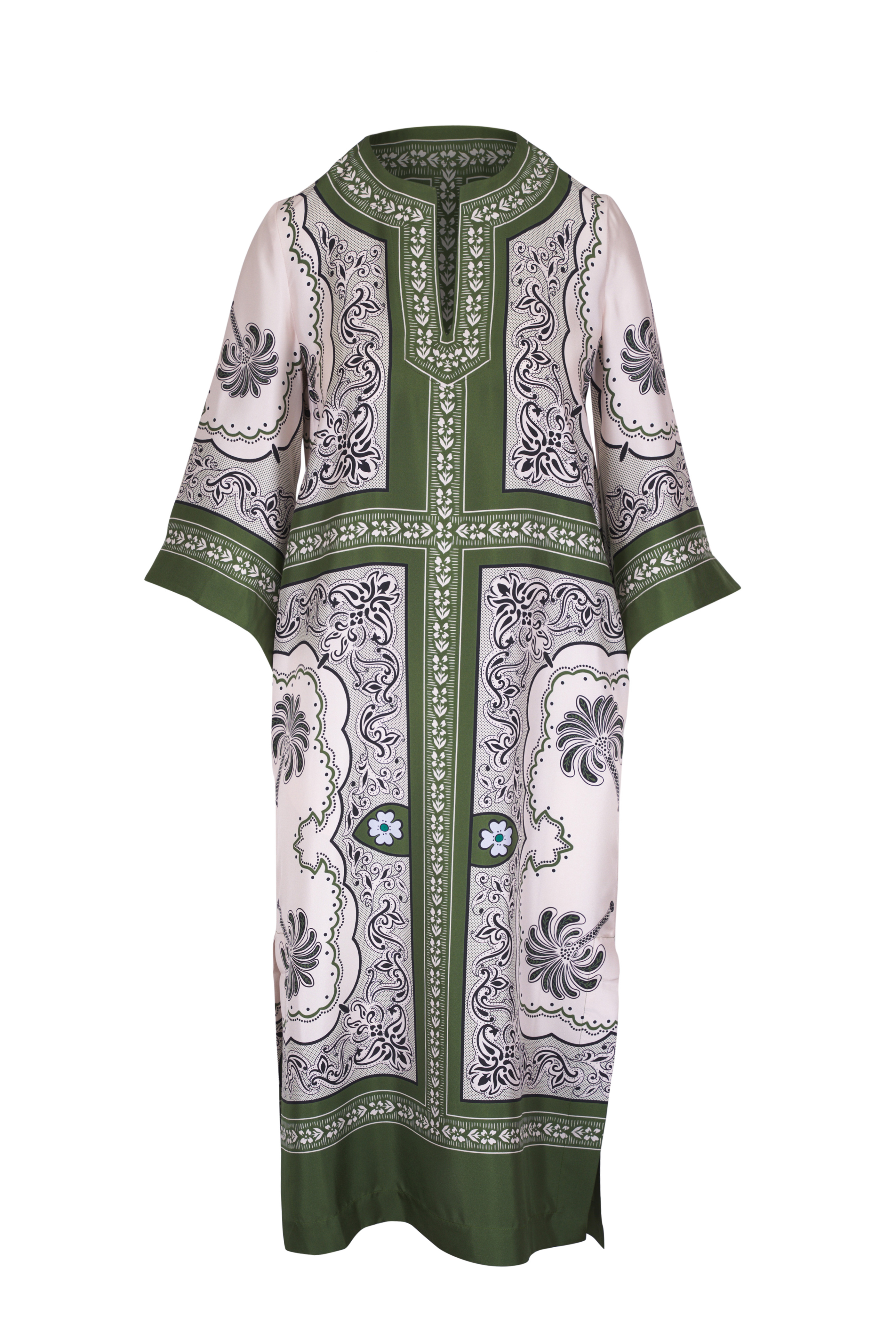 La Double J - The Kaftan Cream Agua Macrame Mini Dress