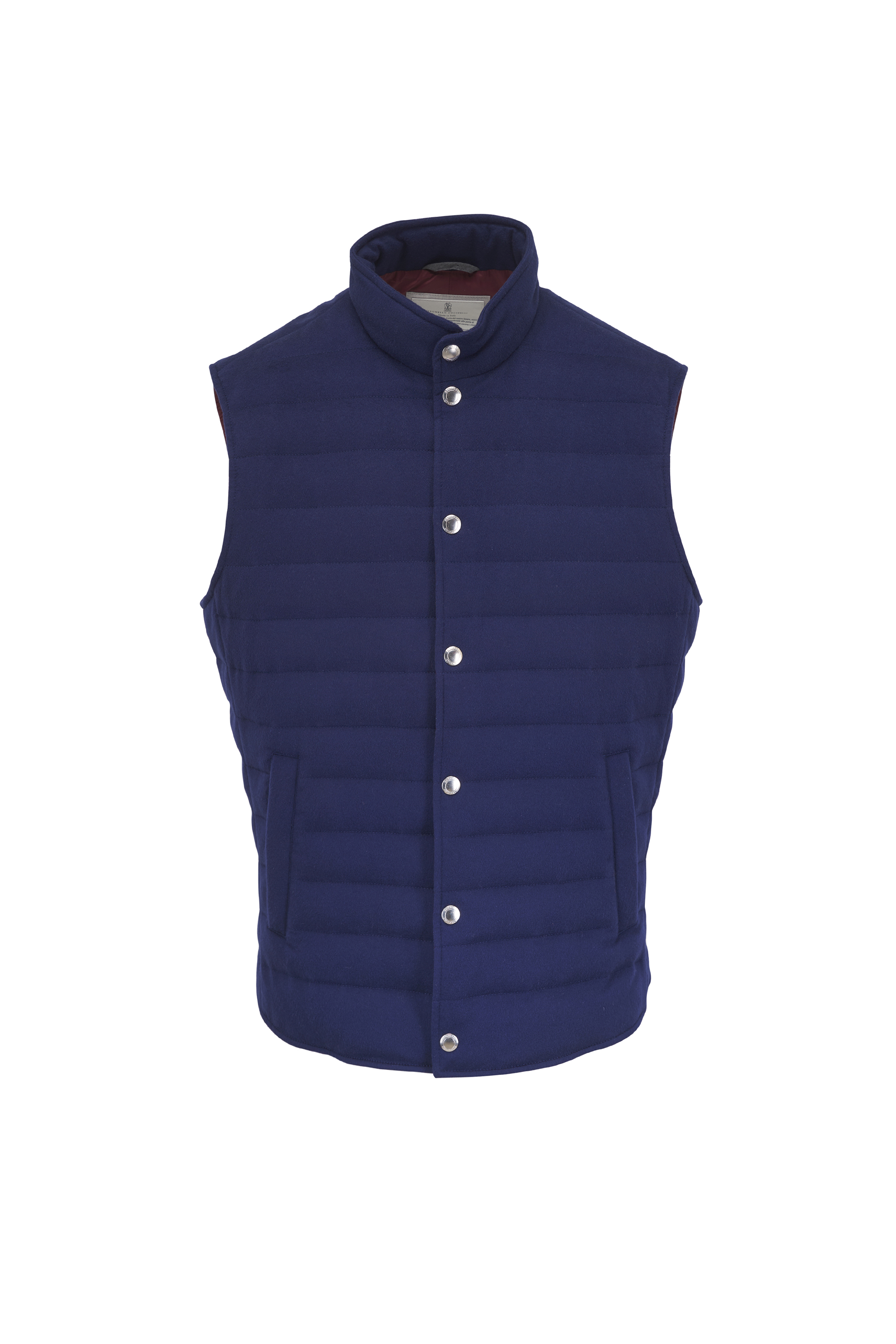 Brunello Cucinelli - Blue Nylon Quilted Snap Button Vest