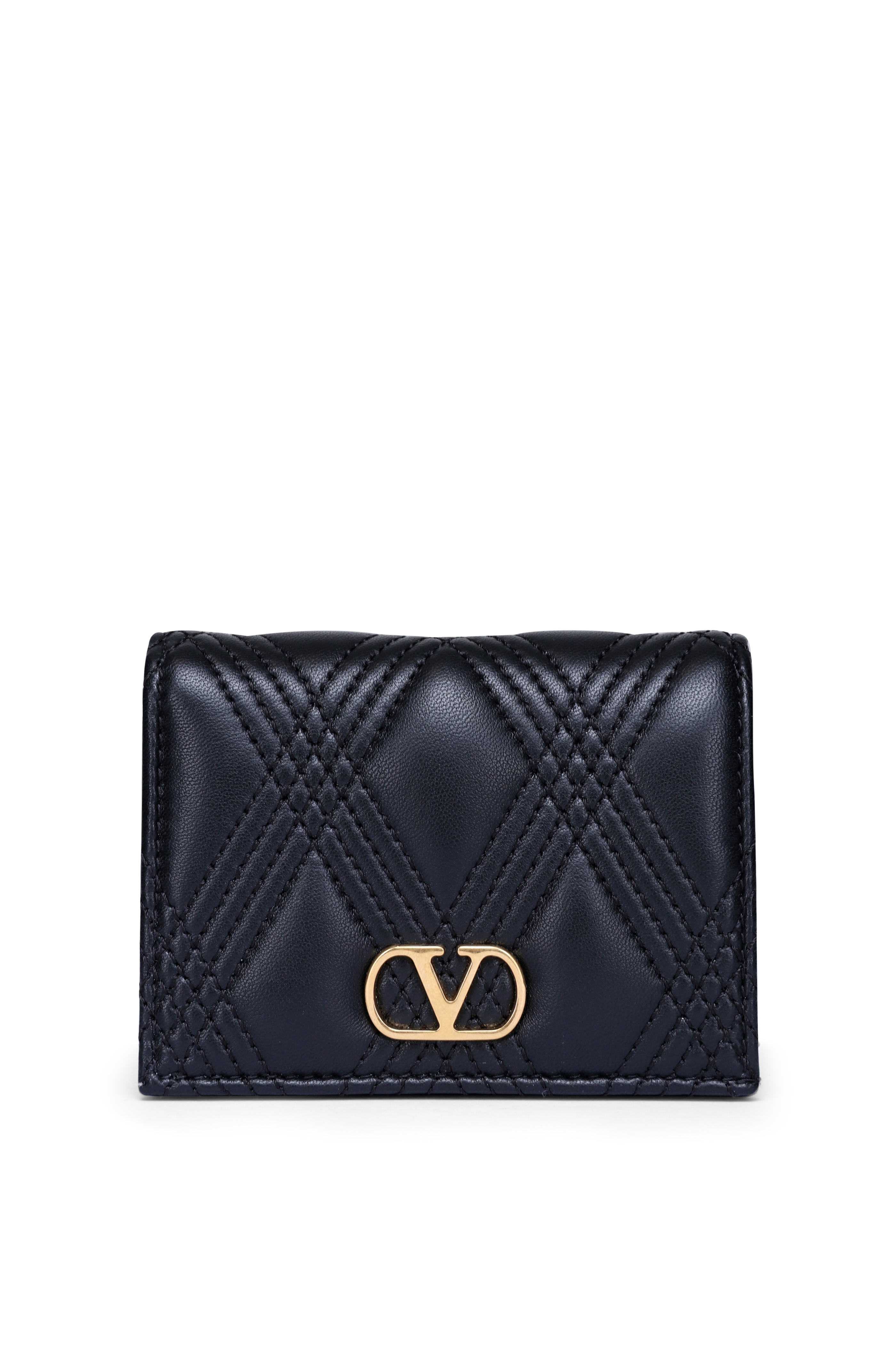 ヘアアクセサリー Valentino Garavani Black Wallet Vlogo The Bold Edition Valentino Garavani - Compact French Flap Black Vlogo Leather