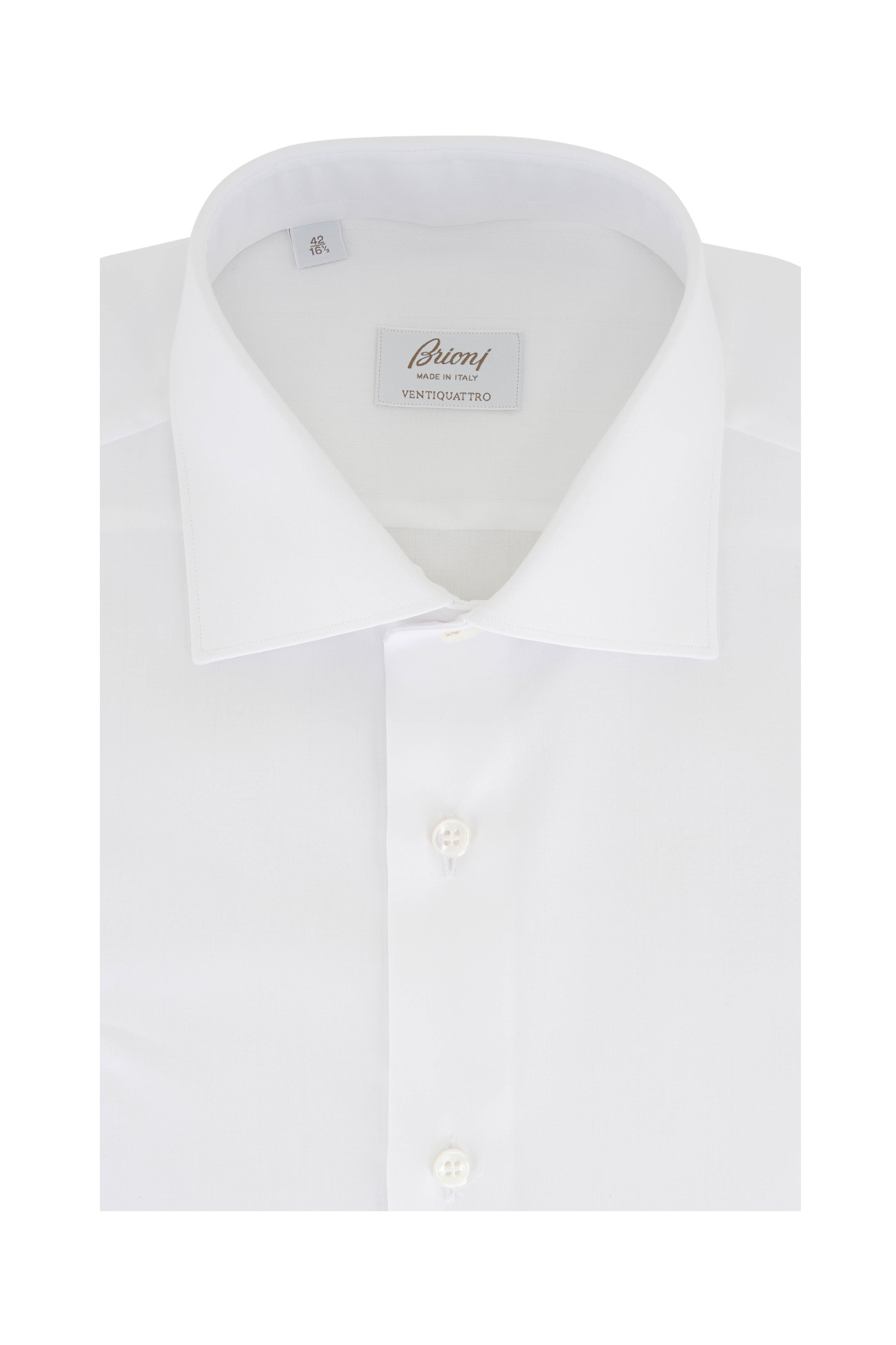 Brioni - White Stretch Cotton Twill Dress Shirt