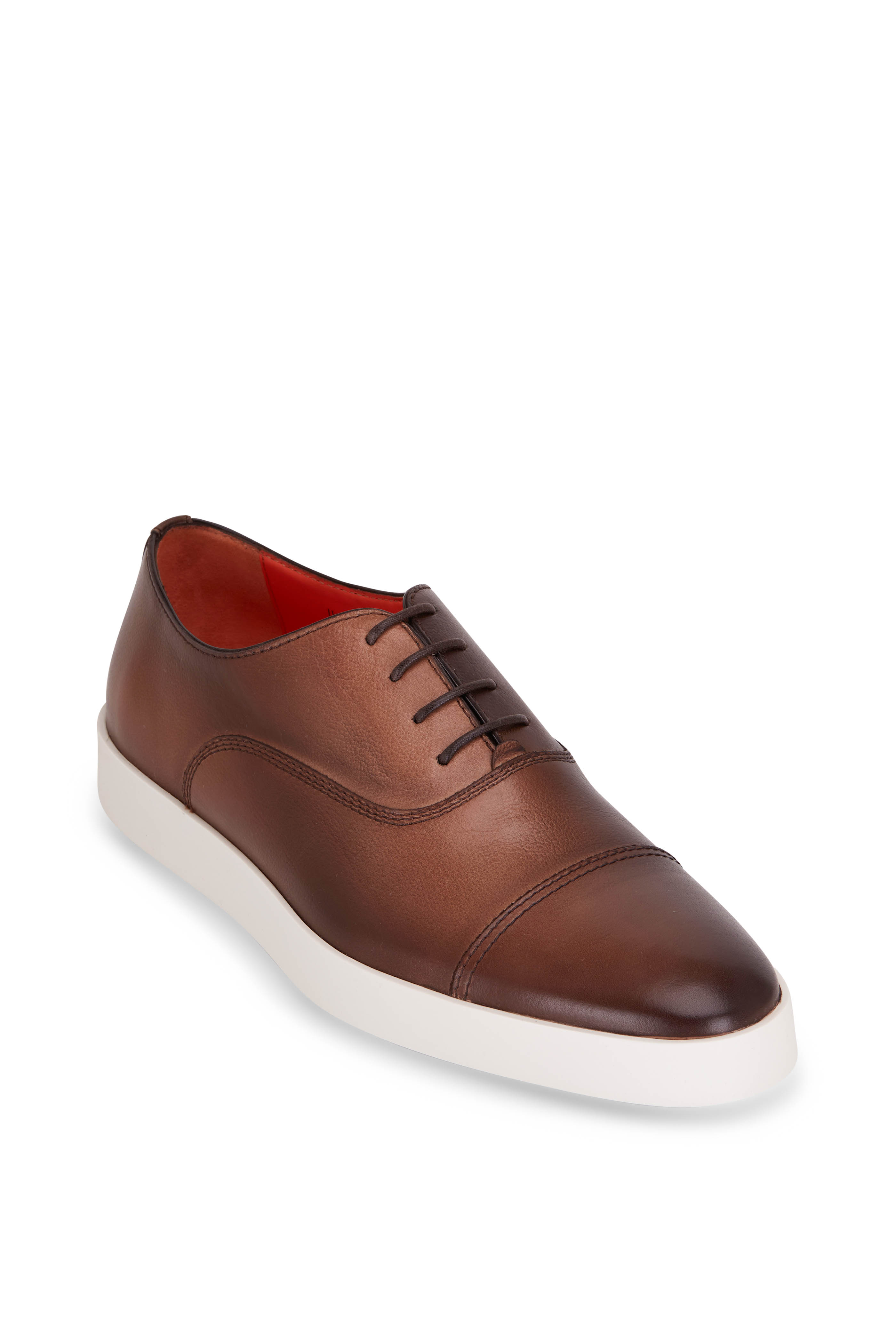 Santoni - Dilate Brown Suede Lace Up Dress Shoe | Mitchell Stores